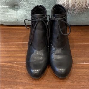 Wedge heel booties. Real leather. Size 6